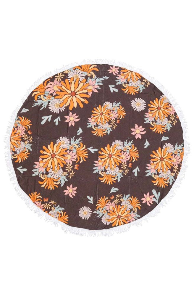 Round Beach Towel Adele retro floral design