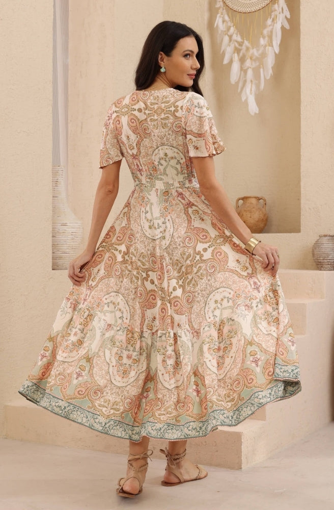 Sage Paisley Maxi Dress