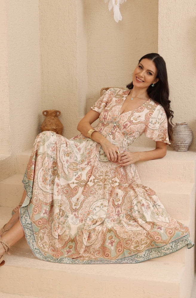 Sage Paisley Maxi Dress