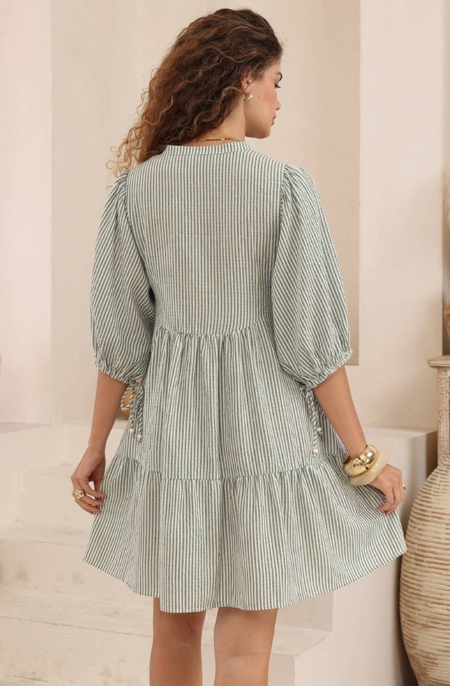 Sage Stripe Babydoll Dress