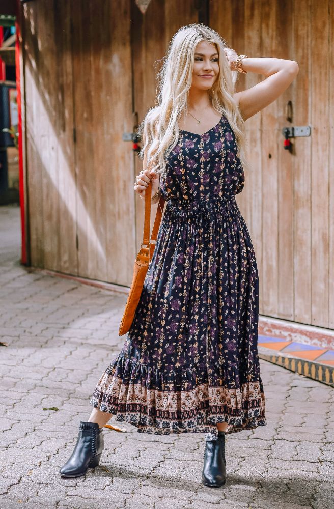 Savannah Kelly Singlet front view navy floral boho singlet top