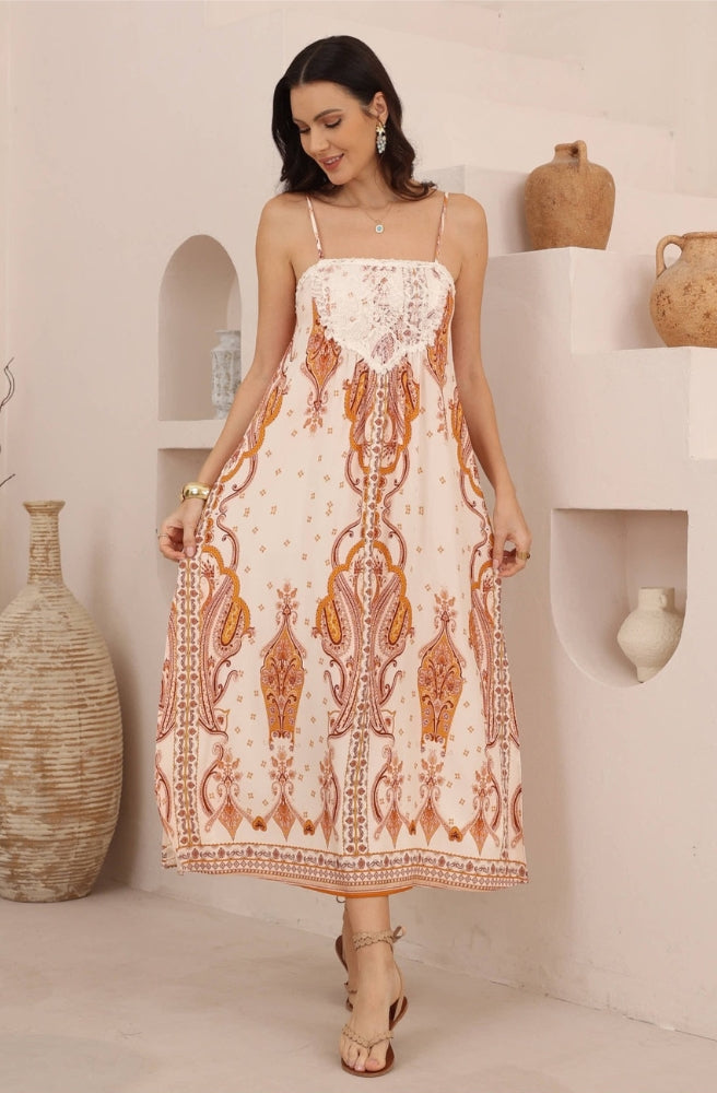 Sienna Paisley Lace Singlet Maxi Dress