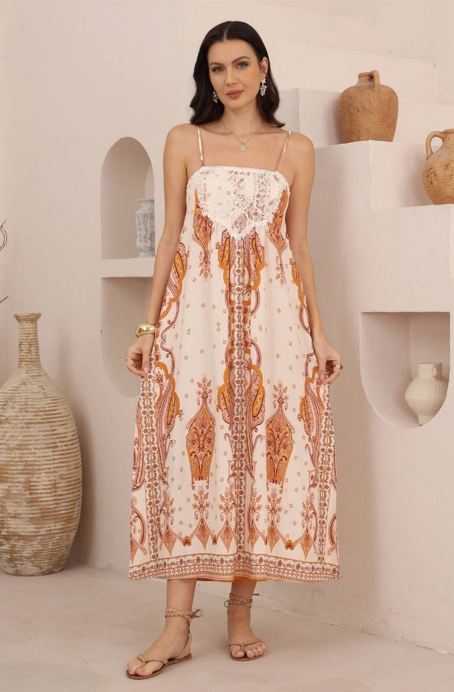 Sienna Paisley Lace Singlet Maxi Dress