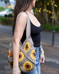 Sunny Flower Latte Crochet Bag
