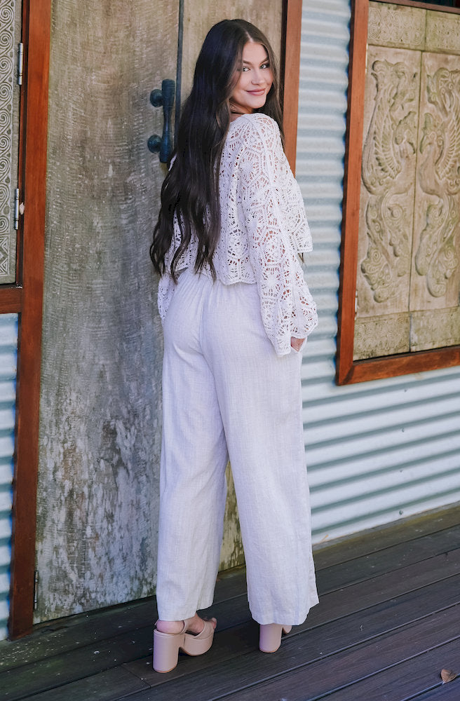 Surf Luxe Pants natural linen blend back view