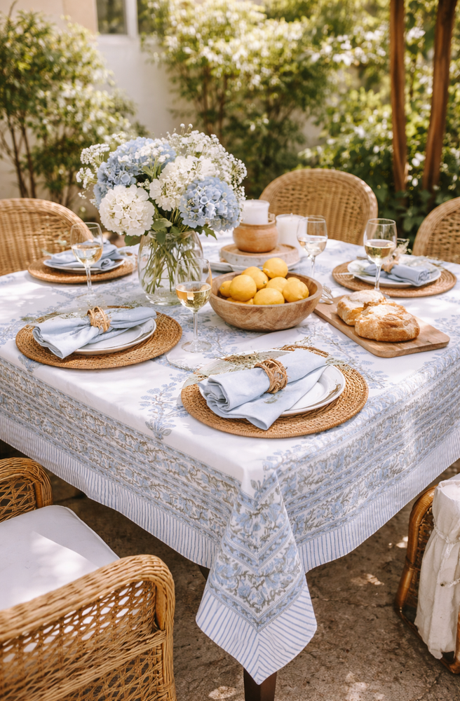 Tablecloth Block Print Hampton