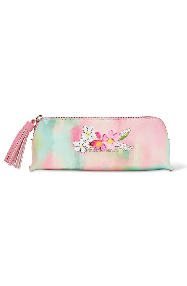 Vanity Bag Tiki Island – Mini featuring a pastel pink and mint tie-dye finish, tropical floral print and pink tassel.