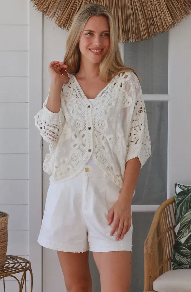 White Button Up Cardigan