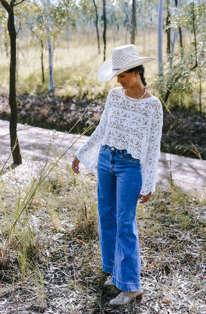 White Crochet Top
