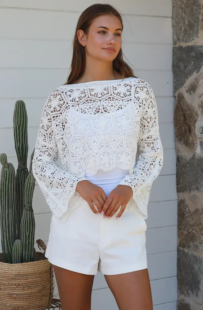 White Crochet Top