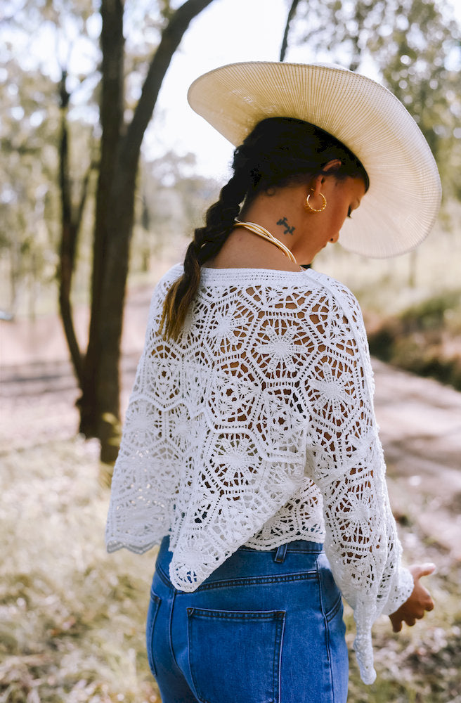 White Crochet Top