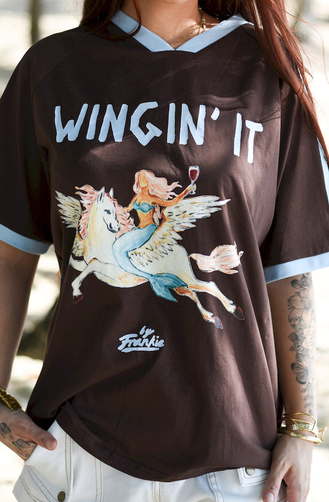 Wingin It Brown Tee