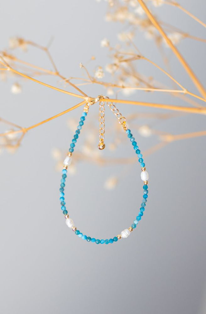 bohemain bracelet turquoise apatite stone beads freshwater pearls