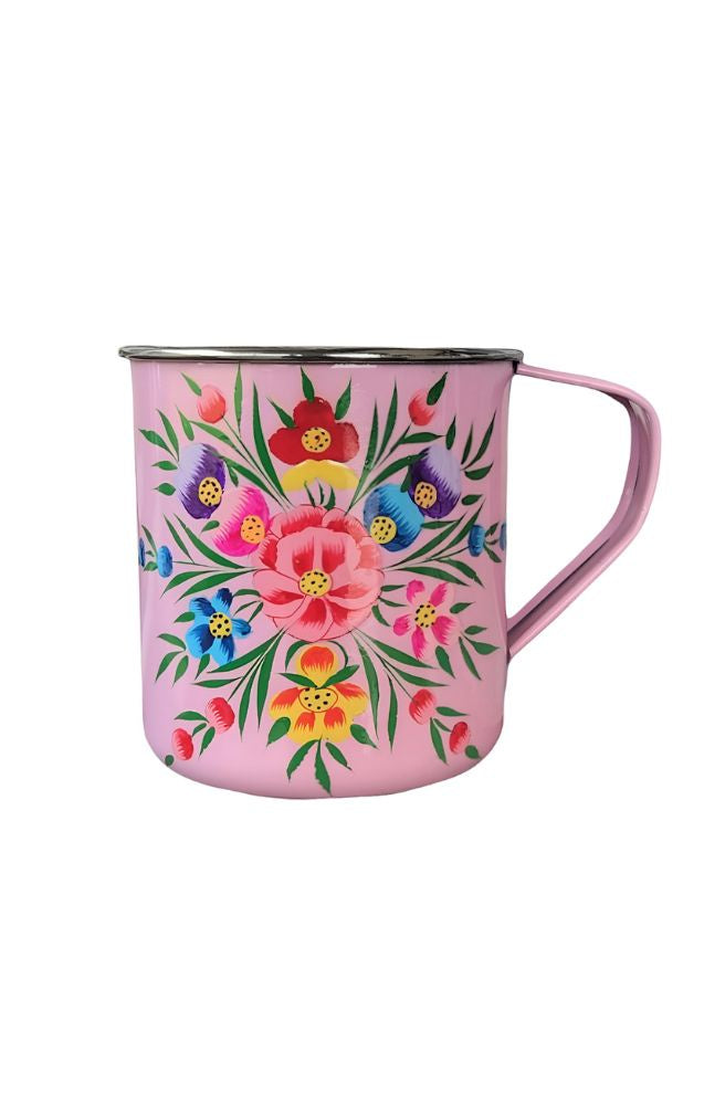 bohemian kitchenware stainless steel hand painted floral design