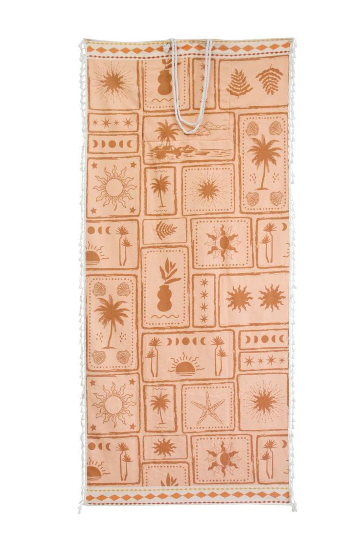 beach towel, boho postcard print