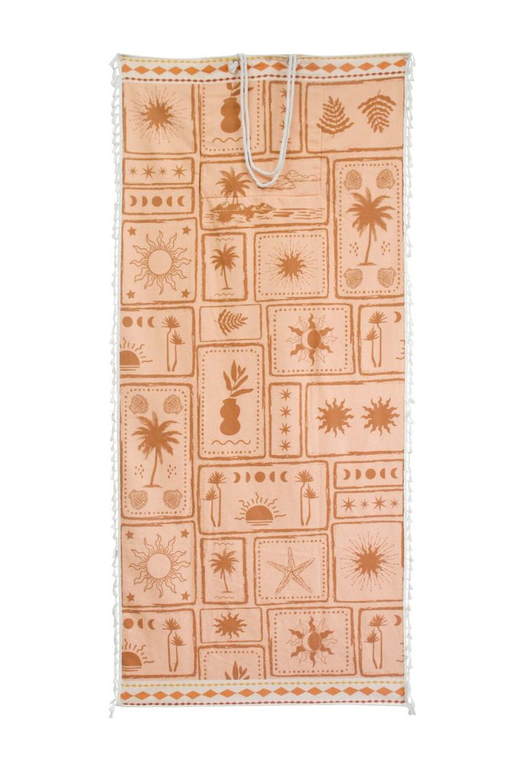 beach towel, boho postcard print