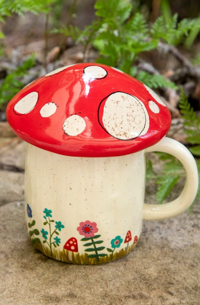 whimsical homewares mushroom mug with lid