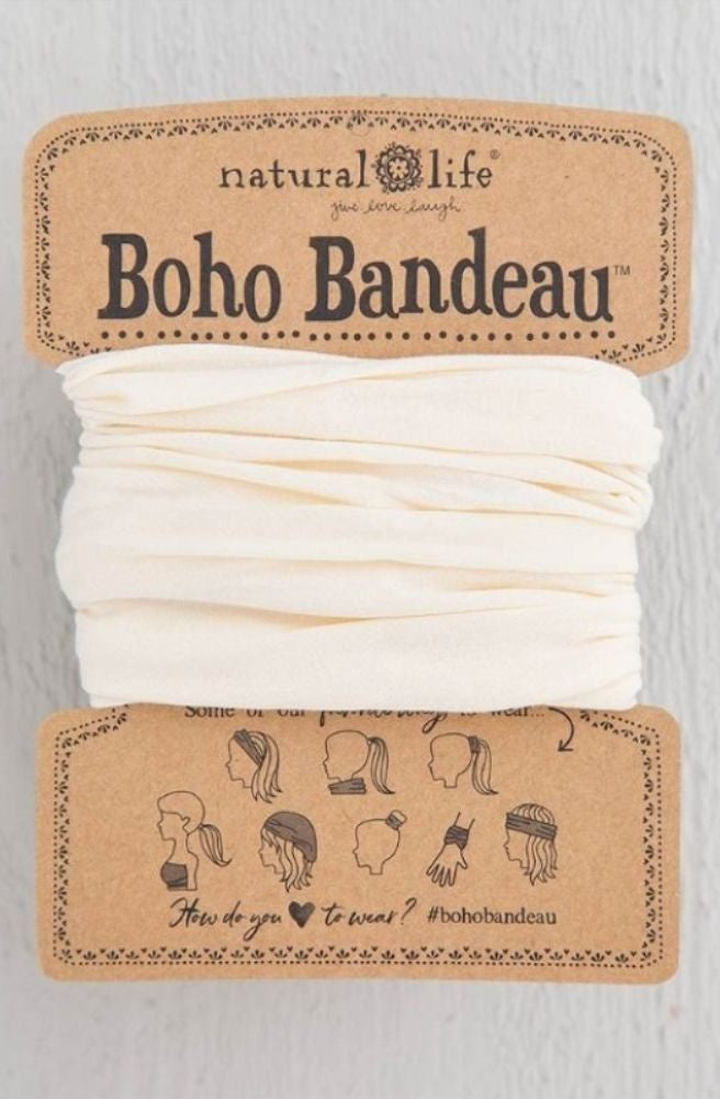 boho bandeau stretch knit headband doubles as a top cream colour
