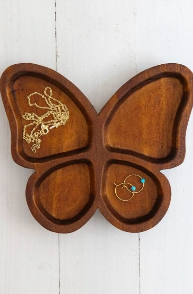 wooden butterfly trinket and jewelery holder boho homewares