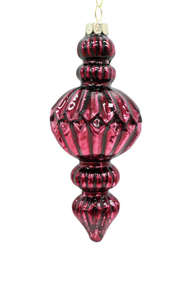 bohemian burgundy glass drop  christmas tree ornament