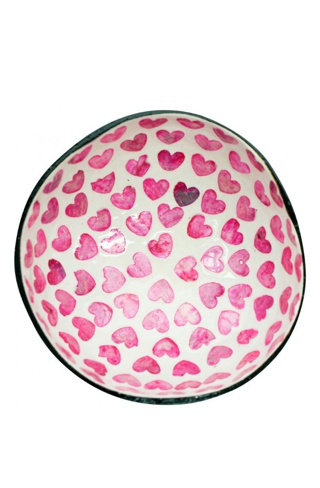 Pink Hearts Coconut Bowl