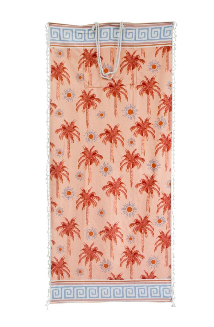 beach towel, boho palm tree print