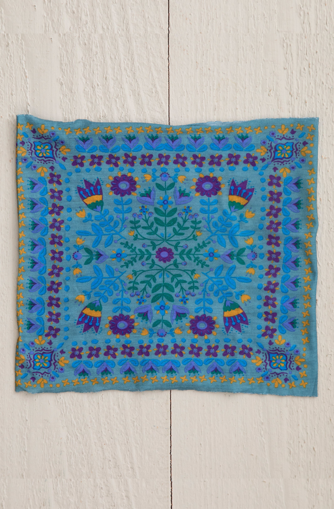 bohemian stretch knit headband blue colour floral print