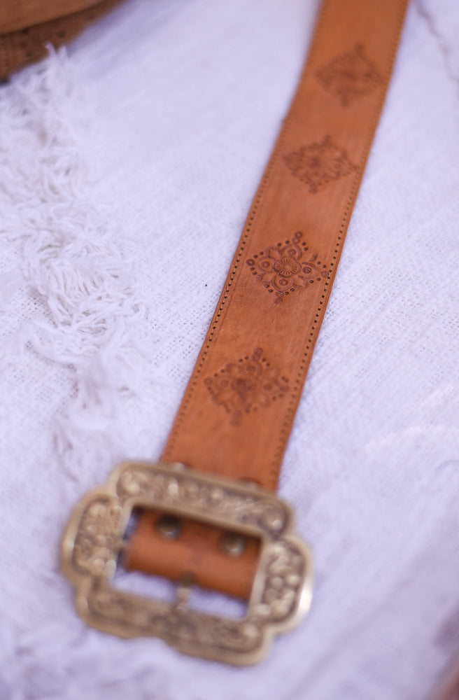 bohemian womens leather belt tan