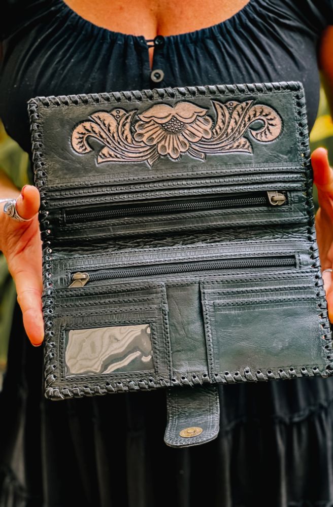 womens vintage boho purse wallet floral design