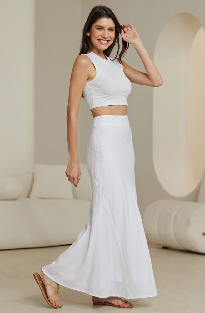 womens boho clothing online long white linen maxi skirt