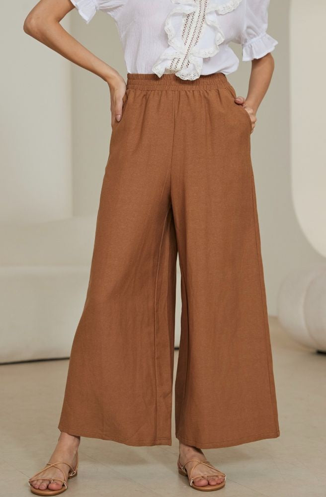 womens boho clothing australia brown cocoa linen cotton pants