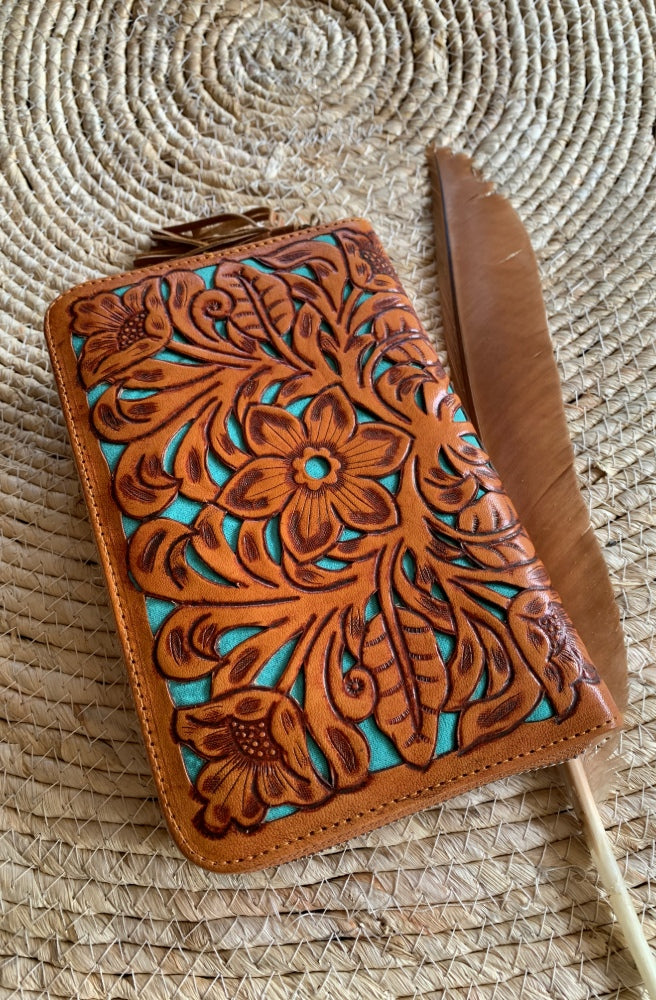 Shannie Floral Wallet | Handmade Leather wallets freont