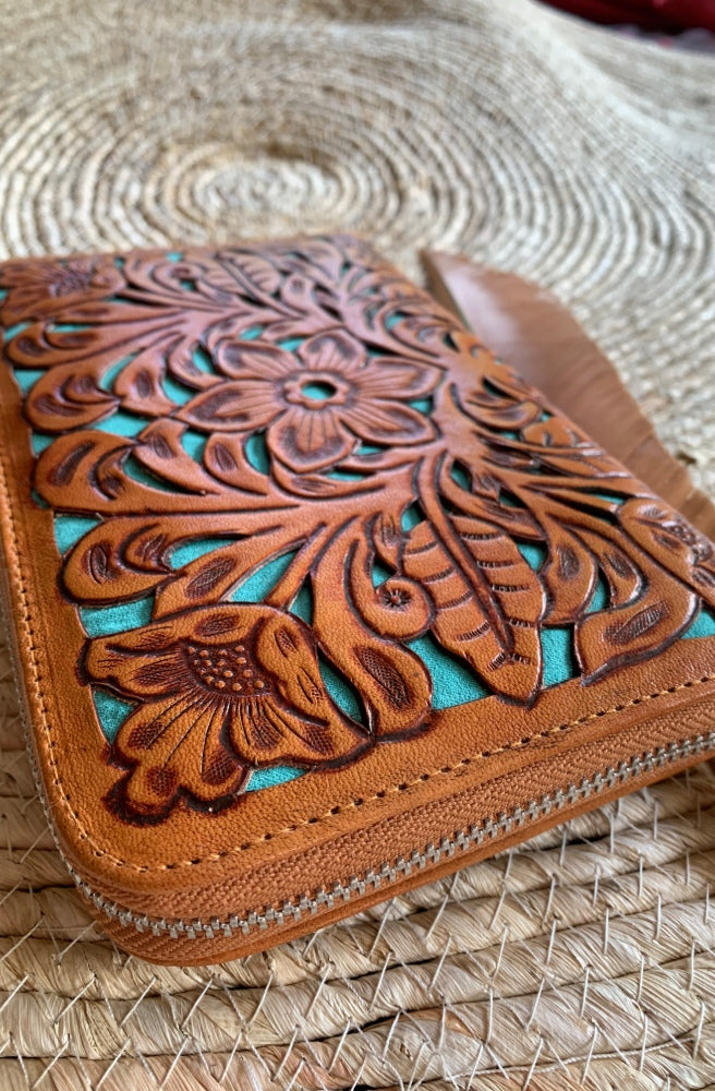 Shannie Floral Wallet | Handmade Leather wallets side