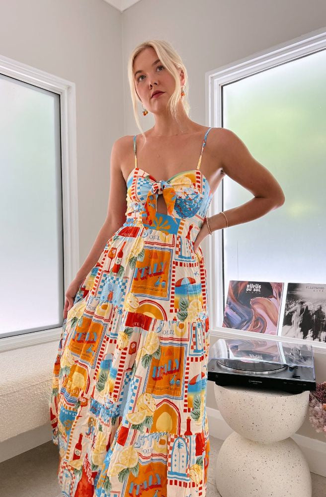 Jaase Bambi Maxi Dress, Sun Lounger Print