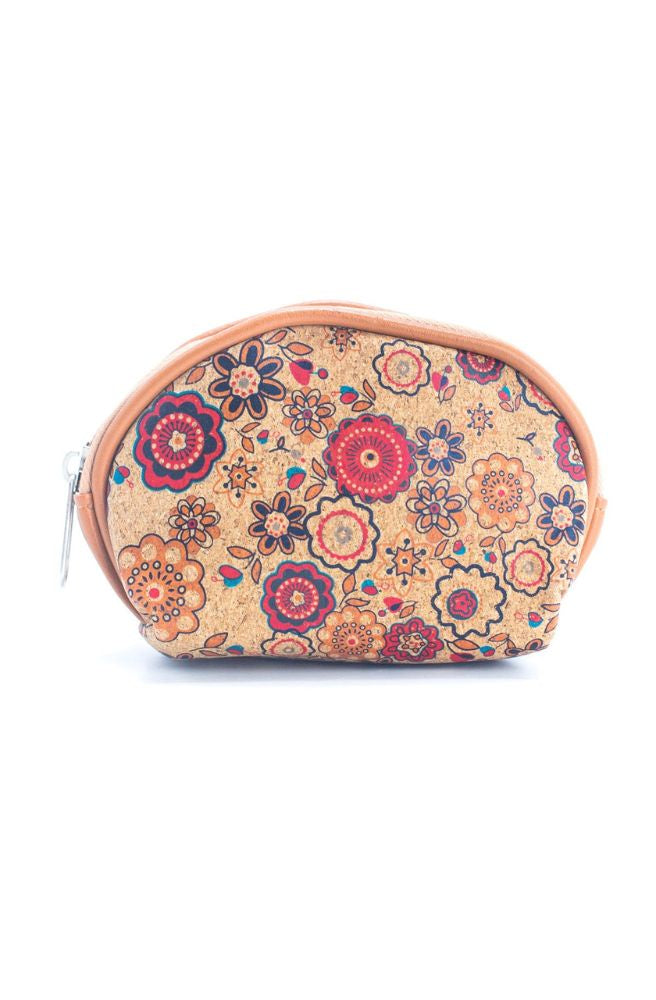 eco friendly cork coin purse boho floral pattern