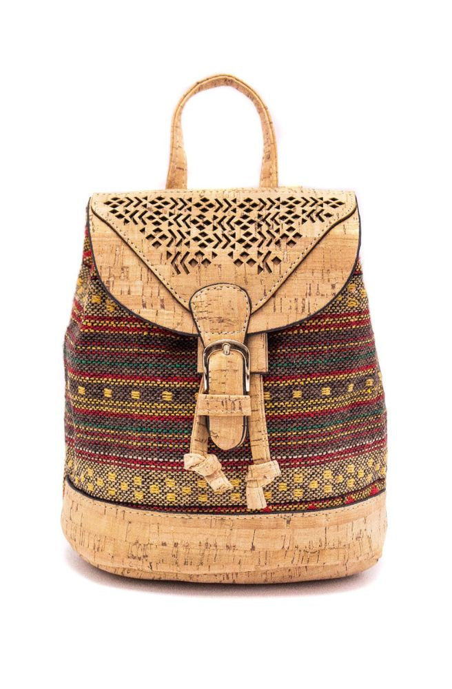 womens cork backpack ethnic boho design