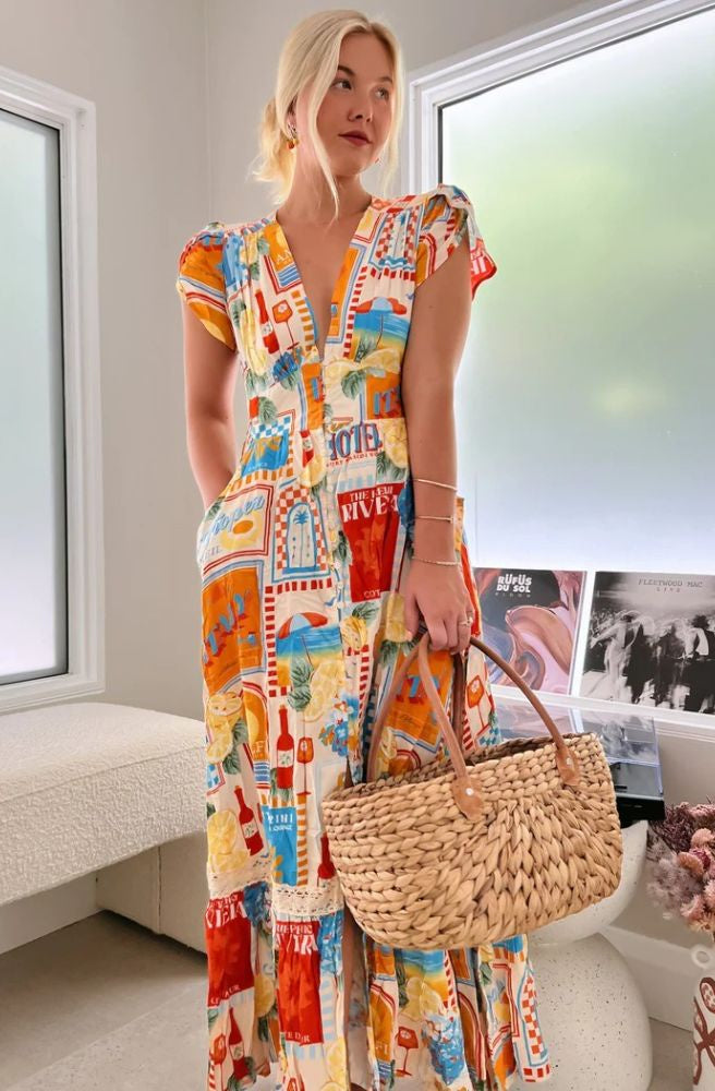 Jaase Sun Lounger print Tabitha Maxi, Boho Summer Dress